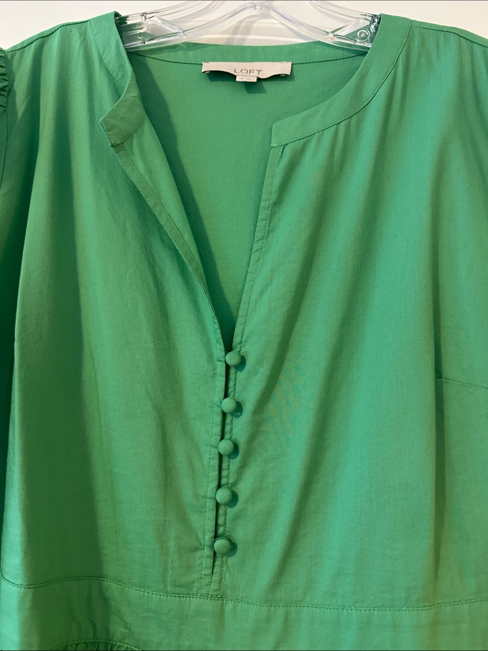 LOFT Emerald Green Tiered Midi Dress - Picture 3 of 3